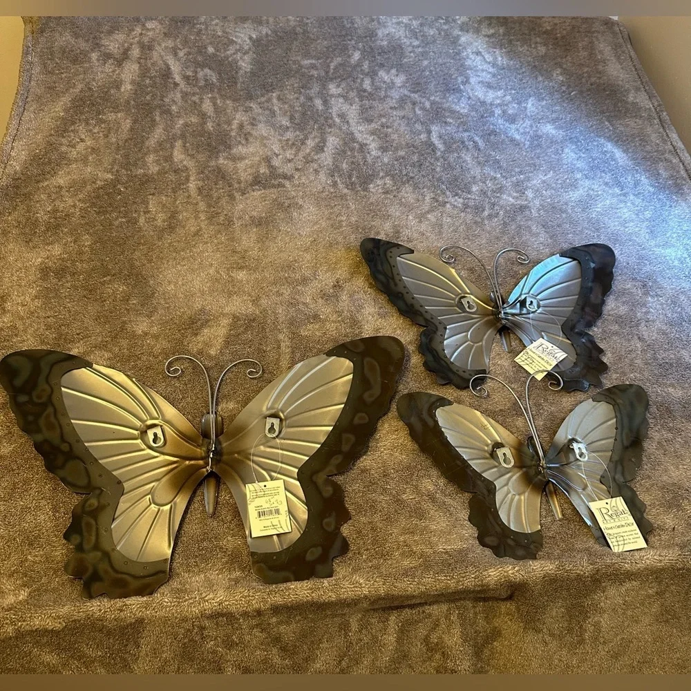 Elegant Metal Butterfly Wall Decor 3 Piece Set NWT